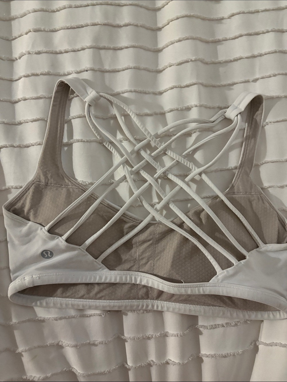 lululemon athletica White and Taupe Strappy-Back Sports Bra